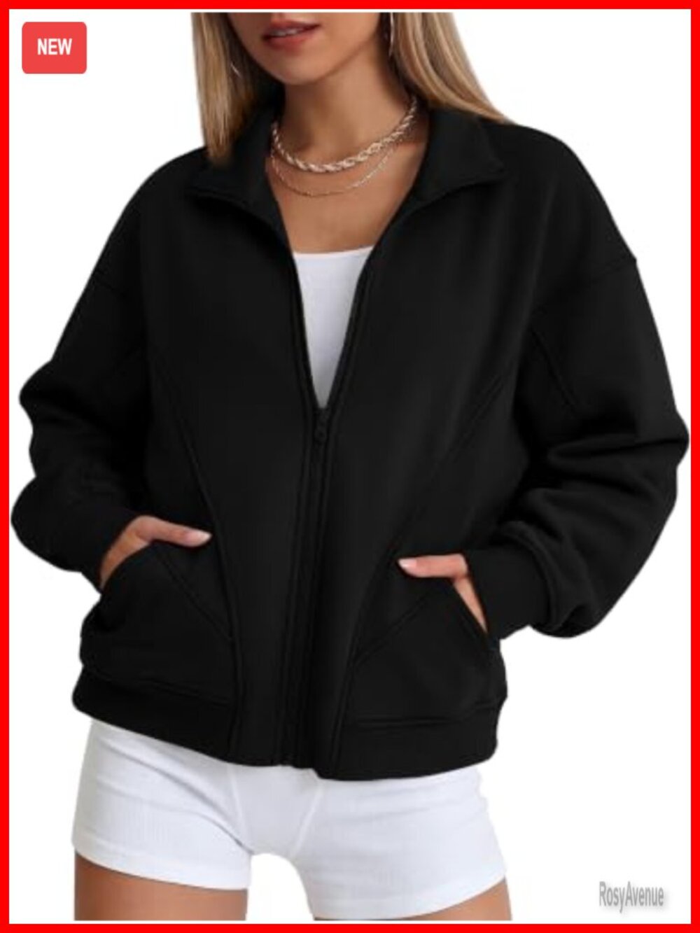 Women's Zip Up Fleece Sweatshirt Oversized Y2K Collar Jacket Batwing Sleeve